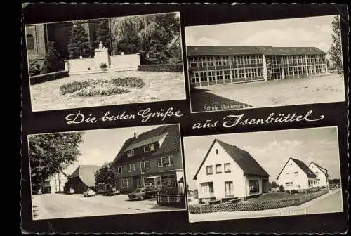 Ansichtskarte Isenbüttel 4 Bild Wiesengrund Dorfstraße Schule 1962