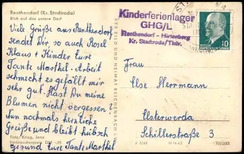 Renthendorf Panorama-Ansicht Blick auf das untere Dorf 1966/1963