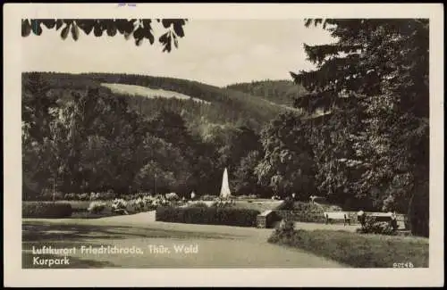 Ansichtskarte Friedrichroda Partie im Kurpark zur DDR-Zeit 1955