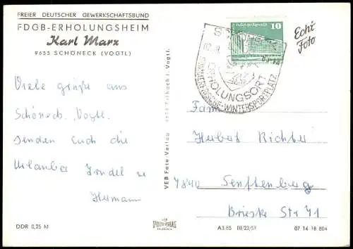 Schöneck (Vogtland) FDGB-ERHOLUNGSHEIM Karl Marx zur DDR-Zeit 1985
