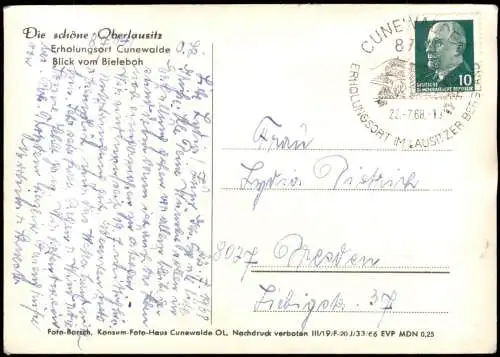 Cunewalde (Oberlausitz) Kumwałd Panorama-Ansicht Blick vom Bieleboh 1968