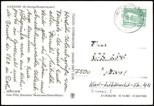 Egsdorf-Teupitz Mehrbildkarte DDR mit 4 Ortsansichten Egsdorf 1985/1984