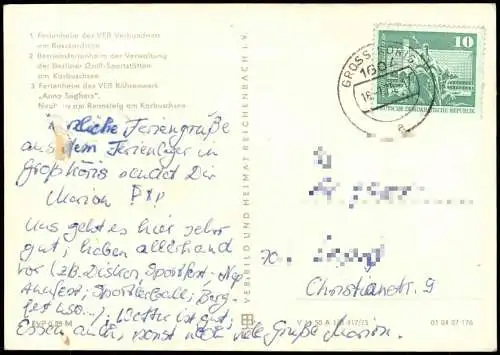 Groß Köris DDR Mehrbildkartte u.a. mit Ferienheim des VEB Verbundnetz 1975