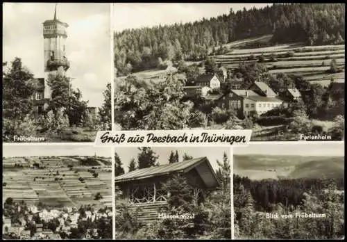 Deesbach DDR Mehrbildkarte u.a. mit Hexenkanzel, Fröbelturm, Ferienheim 1973