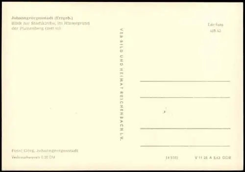 Johanngeorgenstadt DDR AK  Stadtkirche, im Hintergrund der Plattenberg 1963