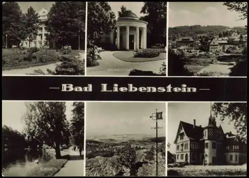 Ansichtskarte Bad Liebenstein DDR Mehrbildkarte mit 6 Stadtteilansichten 1973