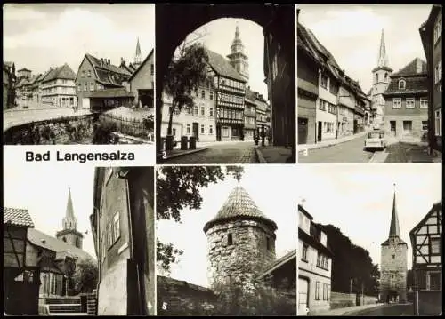 Bad Langensalza DDR Mehrbild-AK  Straße mit Bergkirche & Stadtmauer 1981