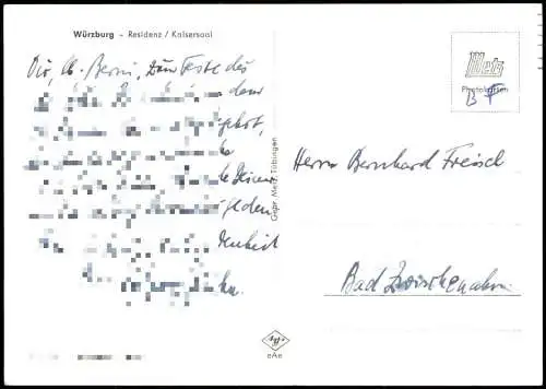 Ansichtskarte Würzburg Residenzschloß Würzburg Residenz Kaisersaal 1960