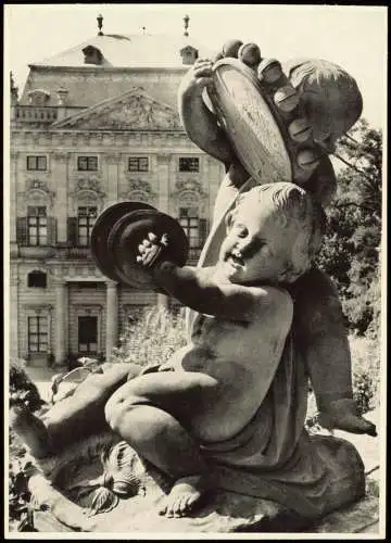 Ansichtskarte Würzburg Garten d. bischöfl. Residenz mit Skulptur 1969