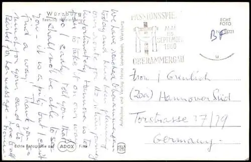 Ansichtskarte Würzburg Festung Marienberg Fürstengarten 1960