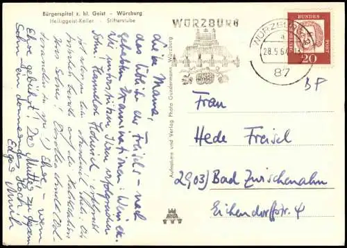 Würzburg Bürgerspital z. hl. Geist Heiliggeist-Keller Stifterstuber 1964