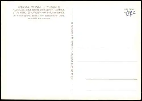 Ansichtskarte Würzburg Panorama mit BAROCKE KUPPELN IN WÜRZBURG 1960