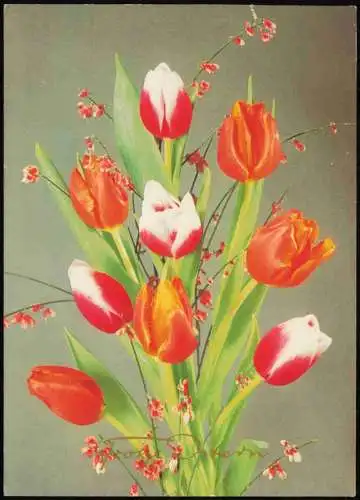 Lot 8   Glückwunsch Ostern Eier Frühlingsblumen Lämmchen Kücken Glocken 1950