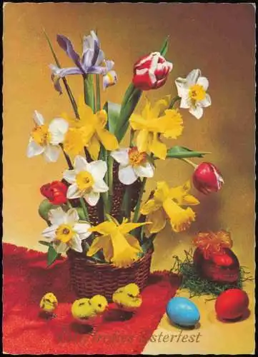 Lot 8   Glückwunsch Ostern Eier Frühlingsblumen Lämmchen Kücken Glocken 1950