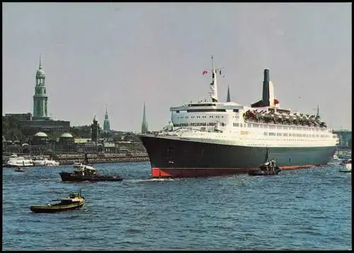 Altona-Hamburg Hafen mit Dampfer Schiff Ship "Queen Elizabeth 2" 1975