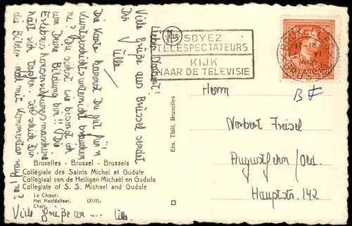 Postkaart Brüssel Bruxelles Collégiale des Saints Michel et Gudule 1955