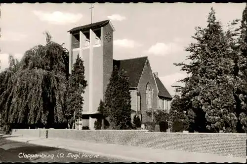 Ansichtskarte Cloppenburg Partie an der Evgl. Kirche 1960