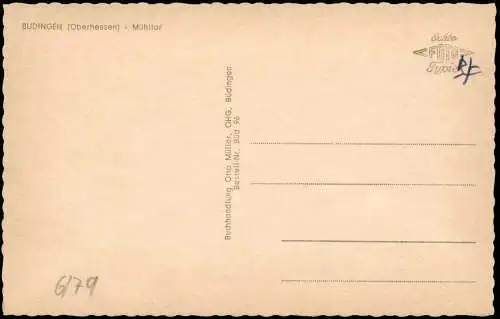 Ansichtskarte Büdingen Stadtteilansicht Partie am Mühltor 1955