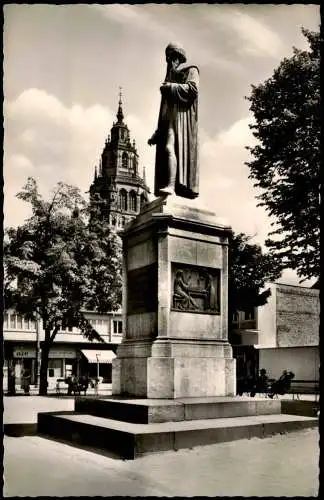 Ansichtskarte Mainz Straßen Partie am Gutenberg-Denkmal 1956