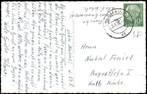 Ansichtskarte Mainz Straßen Partie am Gutenberg-Denkmal 1956