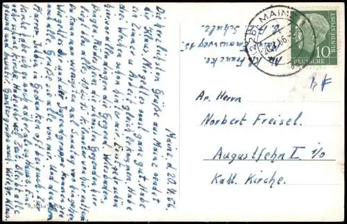 Ansichtskarte Mainz Mehrbildkarte mit Rhein- und Stadtteilansichten 1956