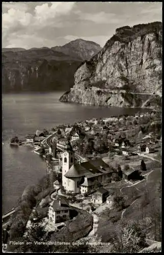 Flüelen Panorama-Ansicht Vierwaldstättersee gegen Axenstrasse 1960