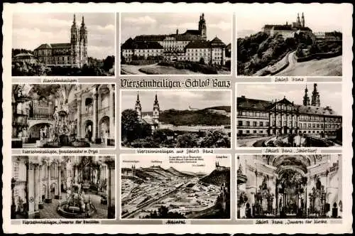 Bad Staffelstein Mehrbildkarte mit Vierzehnheiligen und Schloß Banz 1965