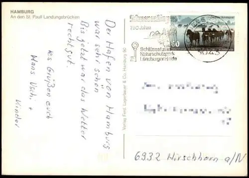 Ansichtskarte St. Pauli-Hamburg Landungsbrücken Schiff Luxusliner 1987
