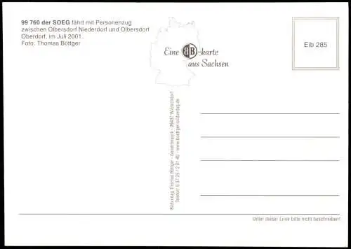 Dampflok der SOEG mit Personenzug zwischen  Niederdorf und Olbersdorf 2001
