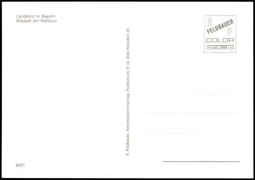 Ansichtskarte Landshut Altstadt mit Rathaus, Geschäfte 1990