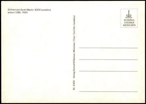 Ansichtskarte Landshut Stiftskirche Sankt Martin Innenansicht 1980