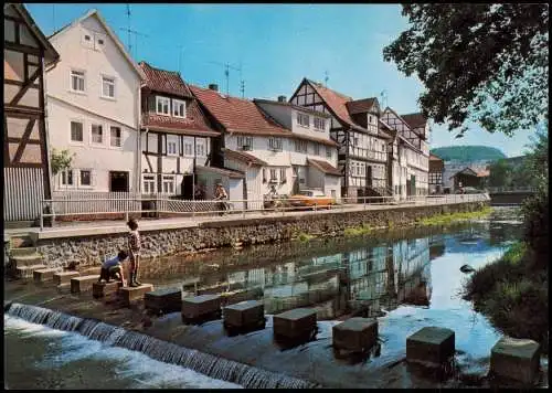 Lauterbach (Hessen) Ortsansicht, Schrittsteine über die Lauter 1970