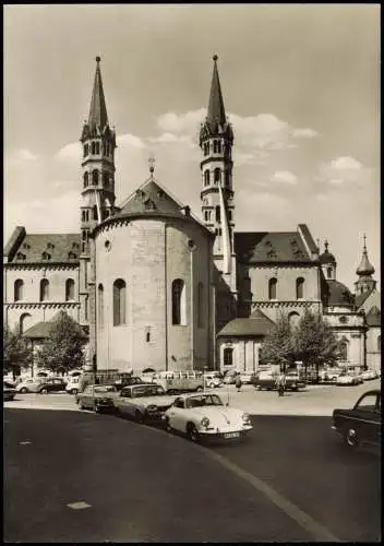 Würzburg Dom Ostchor, Osttürme und Querhaus, div. Auto Modelle davor 1960
