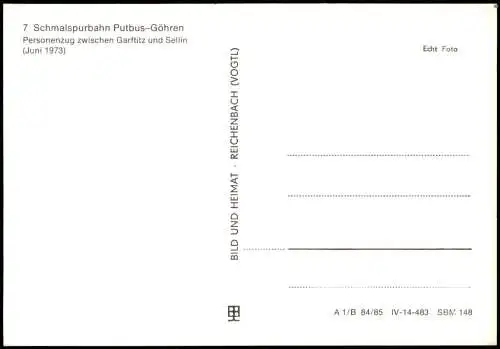 Schmalspurbahn Putbus-Göhren, Personenzug zw. Garstitz und Sellin 1985