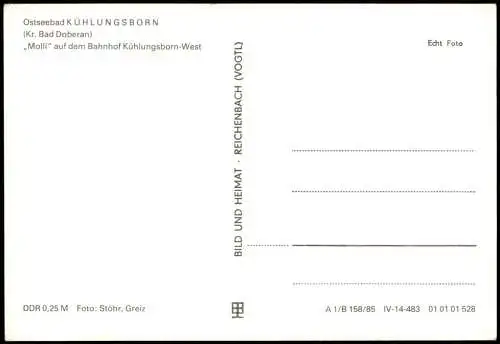 Ansichtskarte Kühlungsborn Kleinbahn Molli auf dem Bahnhof 1985