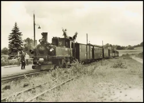 Dampflokomotive Traditionsbahn Radebeul  Radeburg Zug Bahnhof Friedewald  1980