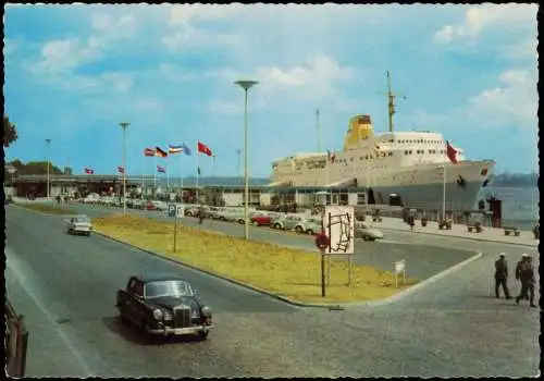 Ansichtskarte Kiel Hafen Oslo-Kai mit Fährschiff "Kronprins Harald" 1965