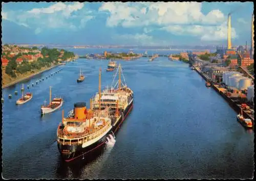 Ansichtskarte Holtenau-Kiel Holtenå Holtenauer Schleuse mit Schiffen 1969