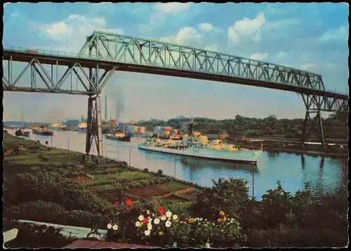 Rendsburg Schiffe passieren Nord Ostsee-Kanal u. Hochbrücke 1969