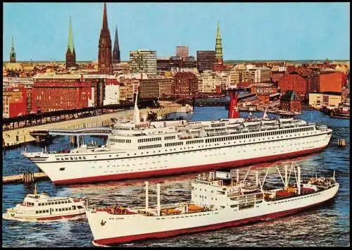 Altona-Hamburg Hafen Schiff (Ship) TS HAMBURG an der Überseebrücke 1970