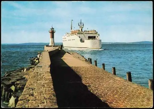 Ansichtskarte Sassnitz Rügen Hafen Schwedenfähre Skane an der Mole 1970