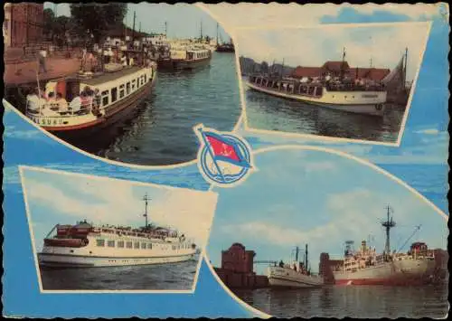 Ansichtskarte VEB Fahrgastschiffahrt Stralsund Weiße Flotte - 4 Bild 1961