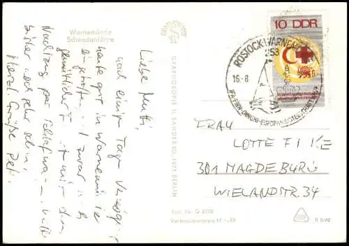 Ansichtskarte Warnemünde-Rostock Mole Schwedenfähre 1968