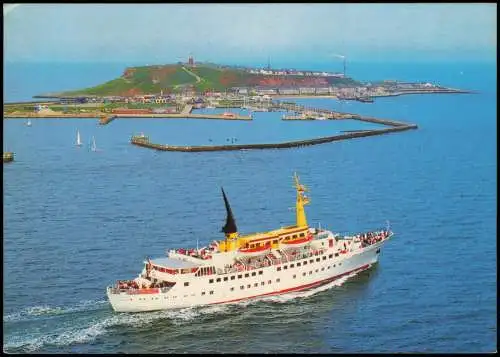 Ansichtskarte Helgoland (Insel) Umland-Ansicht mit Schiff FIRST LADY 1995   mit Schiffspost-Bordstempel der MS FIRST LADY