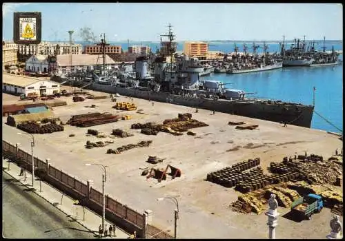 Postale Cadiz Hafen (Puerto) mit Marine-Schiff 1979