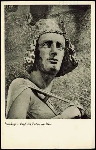 Ansichtskarte Bamberg Kopf des Reiters im Dom 1955