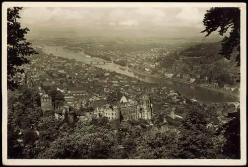 Ansichtskarte Heidelberg Fernblick auf Schloß u. Stadt 1952
