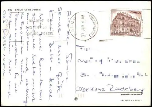 Postale Salou Cataluña Mehrbild Strand Hotel schöne Frau Erotik 1987