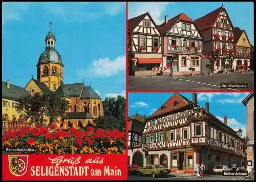 Seligenstadt Mehrbild-AK mit Ortsansichten Einhardsbasilika Am Marktplatz 1980