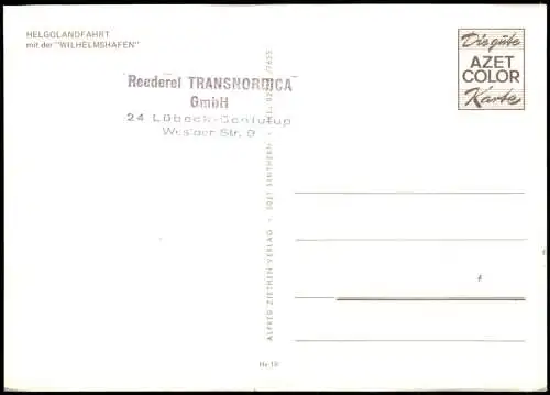 Ship Schiffsfoto-AK Schiff WILHELMSHAFEN Reederei TRANSNORDICA HELGOLAND 1970